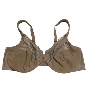 Glamorise Full Figure Support Bra Beige Lace Trim Underwire Full Coverage 50C